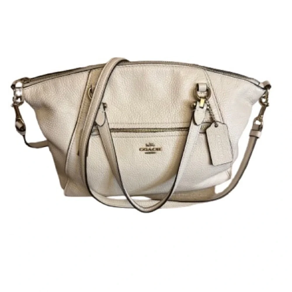 Coach Prairie Ivory Pebbled Leather Satchel Crossbody 79997